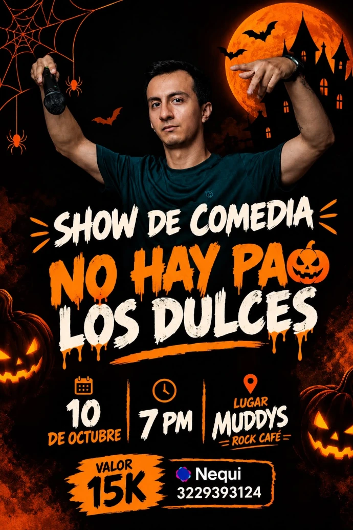 Flayer de comedia con estilo halloween.