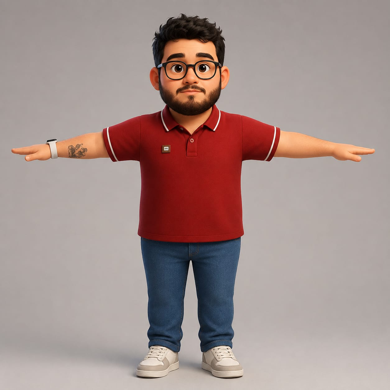 personaje animado tipo pixar en posicion T 